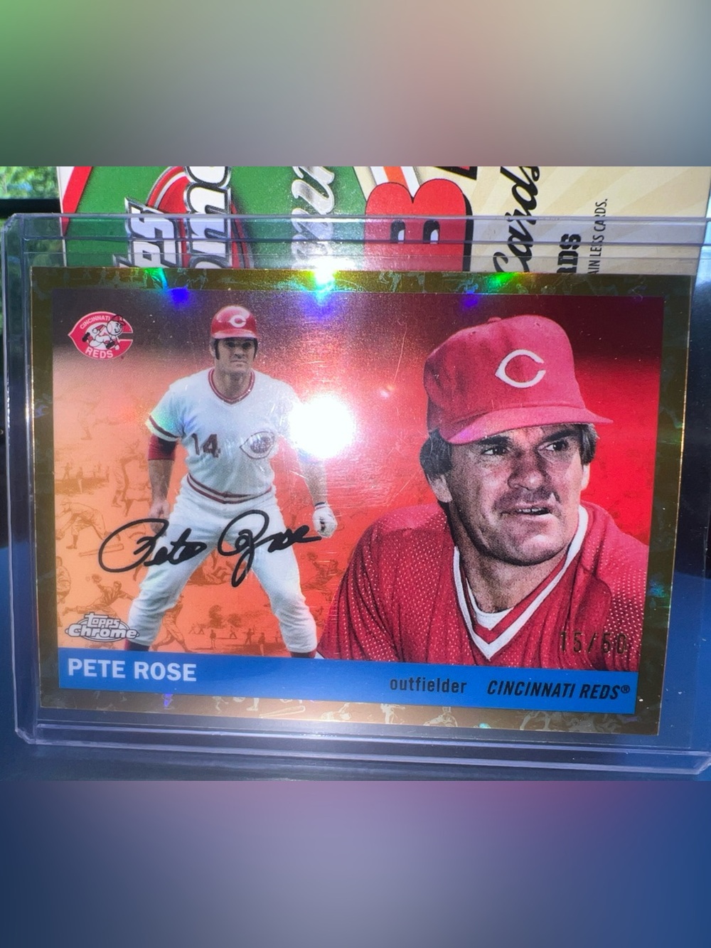 2025 Topps Chrome Platinum Pete Rose - GOLD Toile Refractor # /50 Reds
